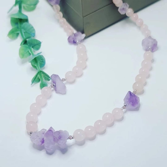 Rose Quartz,  Amethyst necklace - Picture 2 of 4
